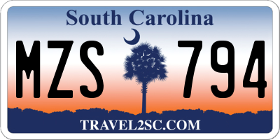 SC license plate MZS794