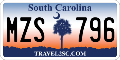 SC license plate MZS796