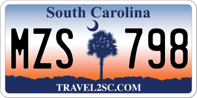 SC license plate MZS798