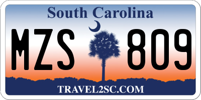 SC license plate MZS809