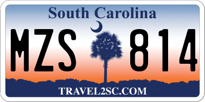 SC license plate MZS814