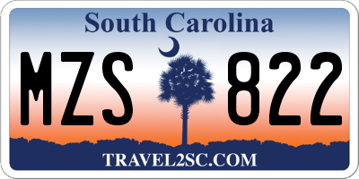 SC license plate MZS822