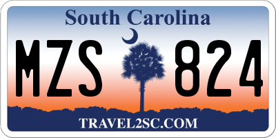 SC license plate MZS824
