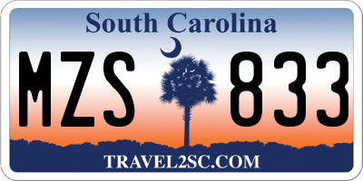 SC license plate MZS833