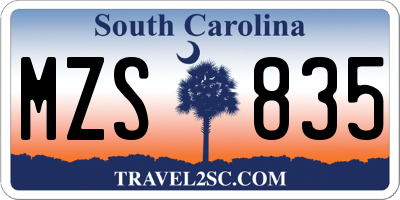 SC license plate MZS835