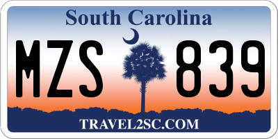 SC license plate MZS839