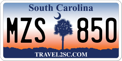 SC license plate MZS850