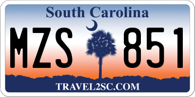 SC license plate MZS851