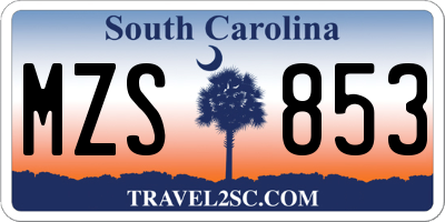 SC license plate MZS853