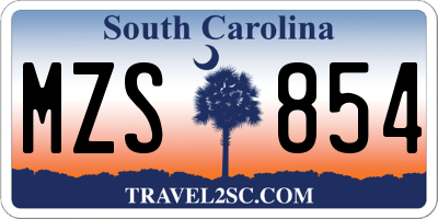 SC license plate MZS854