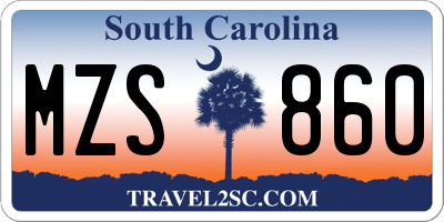 SC license plate MZS860