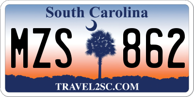 SC license plate MZS862
