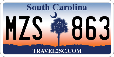 SC license plate MZS863