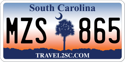 SC license plate MZS865