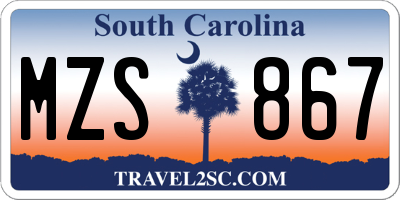 SC license plate MZS867
