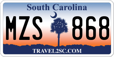 SC license plate MZS868