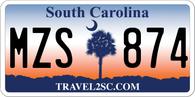 SC license plate MZS874