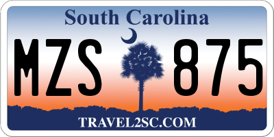 SC license plate MZS875