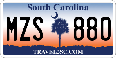 SC license plate MZS880