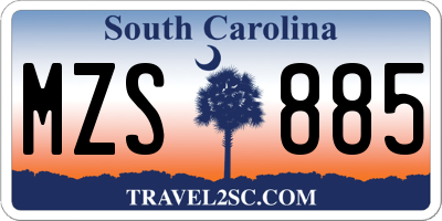 SC license plate MZS885
