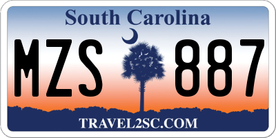 SC license plate MZS887