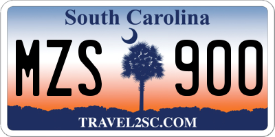 SC license plate MZS900