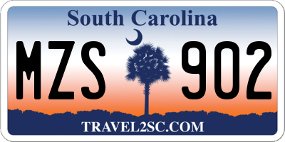 SC license plate MZS902