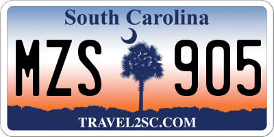 SC license plate MZS905