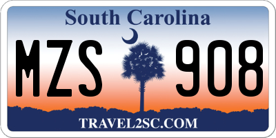SC license plate MZS908
