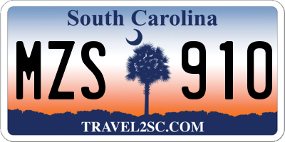 SC license plate MZS910