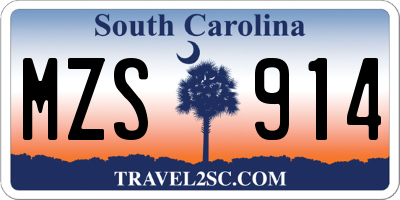 SC license plate MZS914