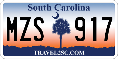 SC license plate MZS917
