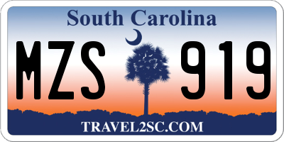 SC license plate MZS919