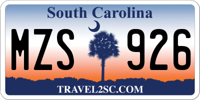 SC license plate MZS926