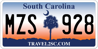 SC license plate MZS928