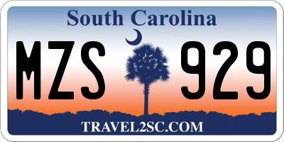SC license plate MZS929