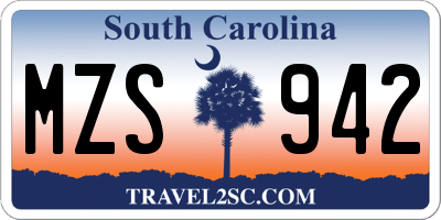 SC license plate MZS942