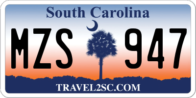 SC license plate MZS947