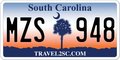 SC license plate MZS948