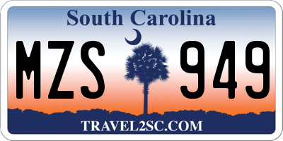 SC license plate MZS949
