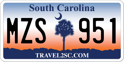 SC license plate MZS951