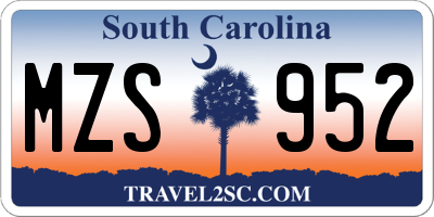 SC license plate MZS952
