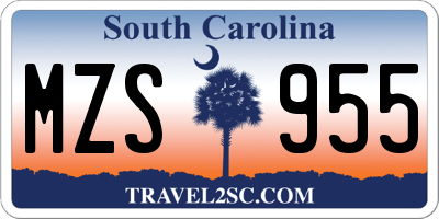 SC license plate MZS955