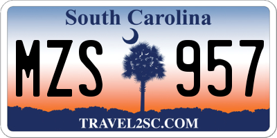 SC license plate MZS957