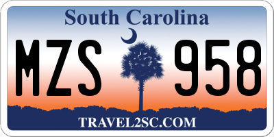 SC license plate MZS958