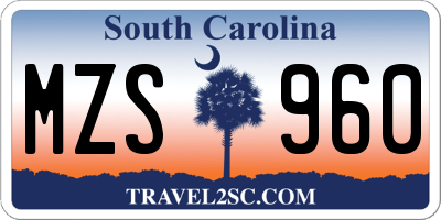 SC license plate MZS960