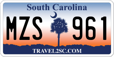 SC license plate MZS961