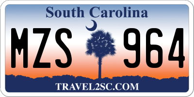 SC license plate MZS964