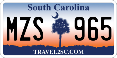 SC license plate MZS965