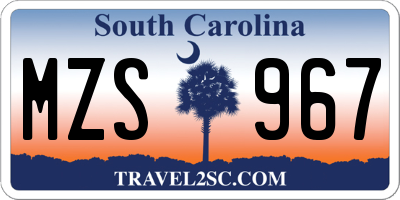 SC license plate MZS967